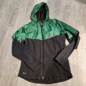 Nike Women's Two-Tone Ski Jacket - Green and Black Windbreaker